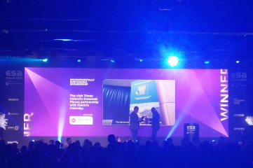 Award presenter Andrew Hodson of Wasserman Live, with host Ugo Monye