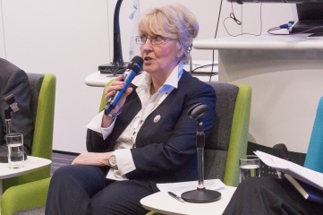 Kate Caithness OBE, President of World Curling Federation, pictured speaking at Host City 2015 (Photo: Host City)